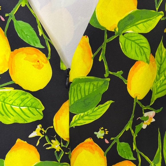 Alexia Admor Lemon Print Peplum Top Size Small Citrus Fruit Blouse - Picture 6 of 6